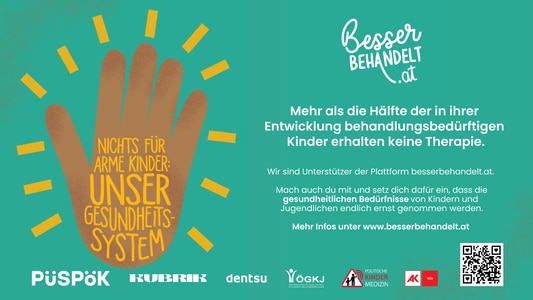 Besser behandelt Punkt AT bittet um Mithilfe: unterschreiben Sie die Petition, um mehr Therapieplätze für behandlungsbedürftige Kinder zu ermöglichen.